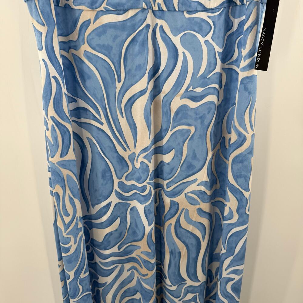 Maggy London Dress Women's SZ 10 NWT Maxi Blue Empire Waist Sleeveless Keyhole - Picture 12 of 16